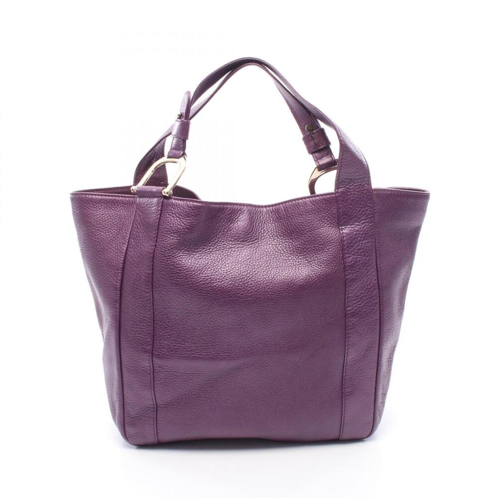 GUCCI Authentic Purple Leather Tote Bag